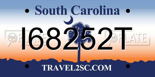 I68252T South Carolina License Plate