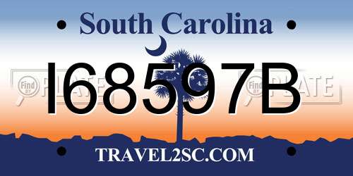 I68597B South Carolina License Plate