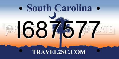I687577 South Carolina License Plate