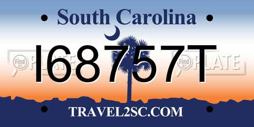 I68757T South Carolina License Plate
