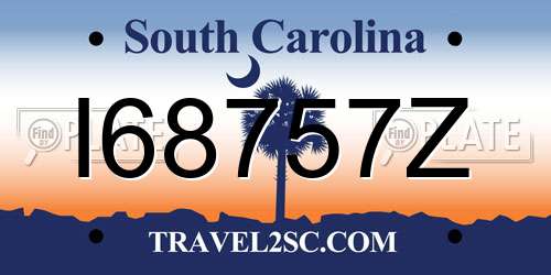 I68757Z South Carolina License Plate