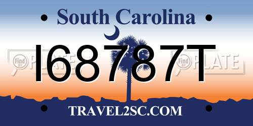 I68787T South Carolina License Plate