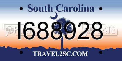 I688928 South Carolina License Plate