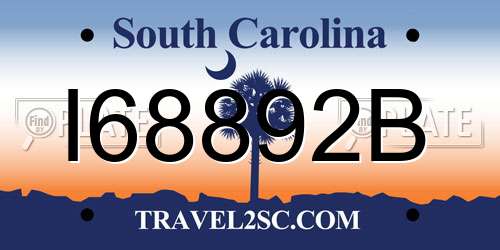 I68892B South Carolina License Plate