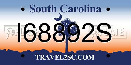 I68892S South Carolina License Plate
