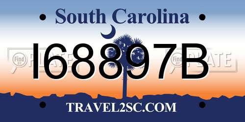 I68897B South Carolina License Plate