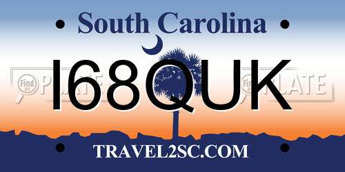 I68QUK South Carolina License Plate