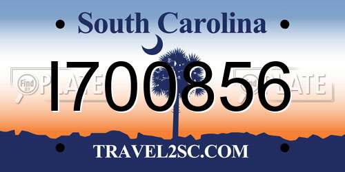 I700856 South Carolina License Plate