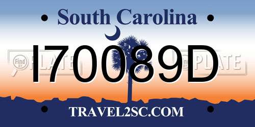 I70089D South Carolina License Plate