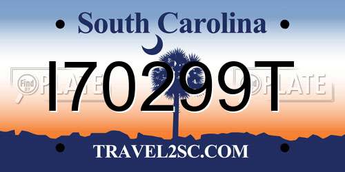 I70299T South Carolina License Plate