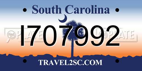 I707992 South Carolina License Plate