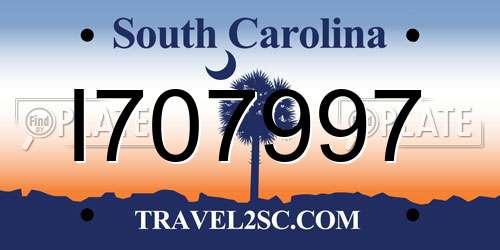 I707997 South Carolina License Plate