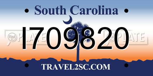 I709820 South Carolina License Plate