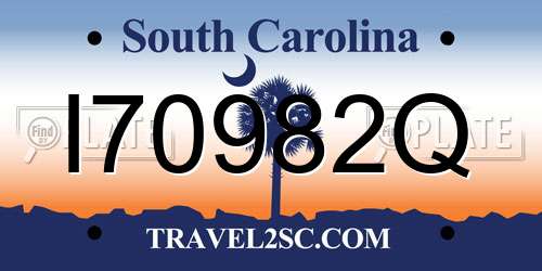 I70982Q South Carolina License Plate
