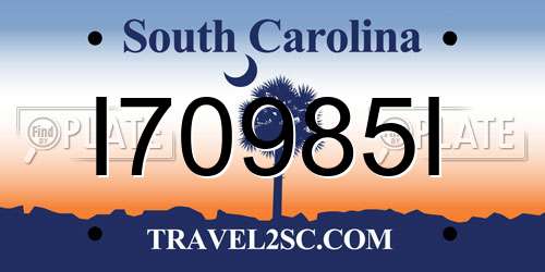I70985I South Carolina License Plate