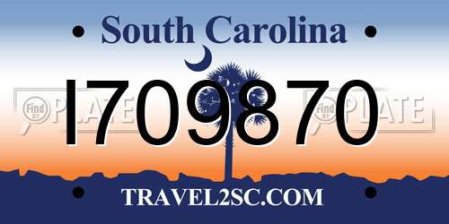 I709870 South Carolina License Plate