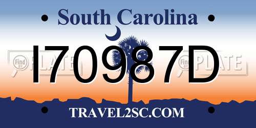I70987D South Carolina License Plate