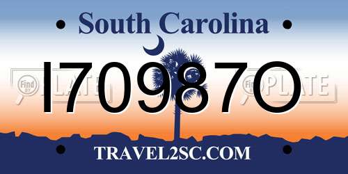 I70987O South Carolina License Plate