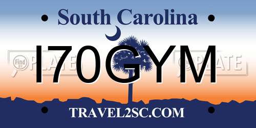 I70GYM South Carolina License Plate