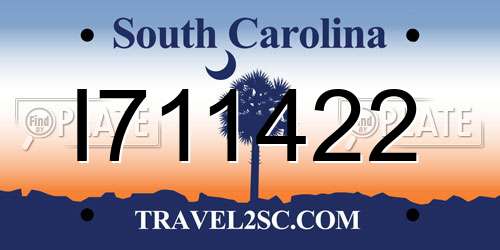 I711422 South Carolina License Plate