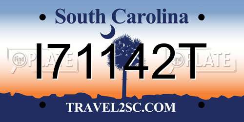 I71142T South Carolina License Plate