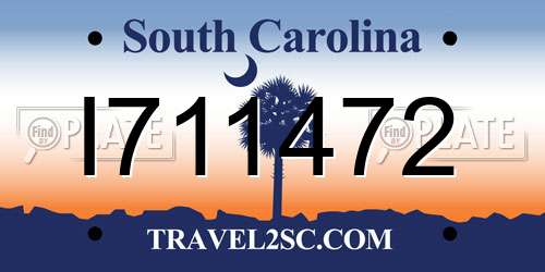 I711472 South Carolina License Plate