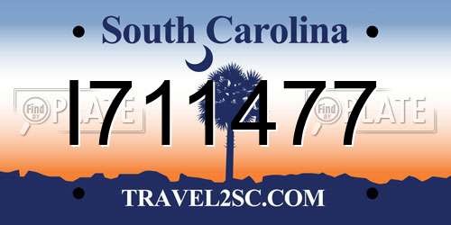 I711477 South Carolina License Plate
