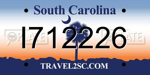 I712226 South Carolina License Plate