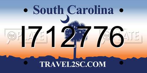 I712776 South Carolina License Plate