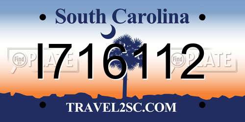 I716112 South Carolina License Plate