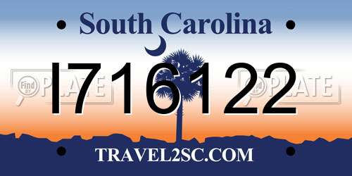 I716122 South Carolina License Plate