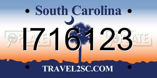 I716123 South Carolina License Plate