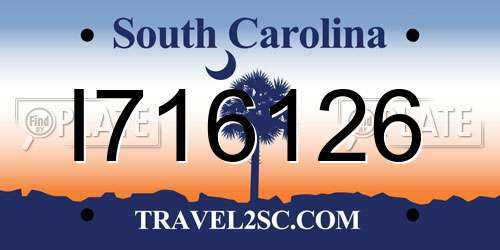 I716126 South Carolina License Plate
