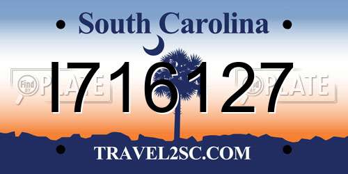 I716127 South Carolina License Plate
