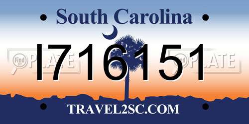 I716151 South Carolina License Plate