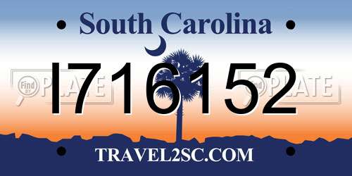 I716152 South Carolina License Plate