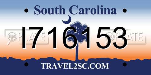 I716153 South Carolina License Plate