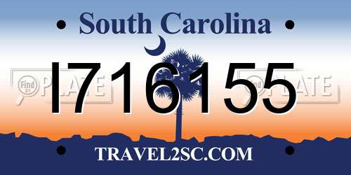 I716155 South Carolina License Plate