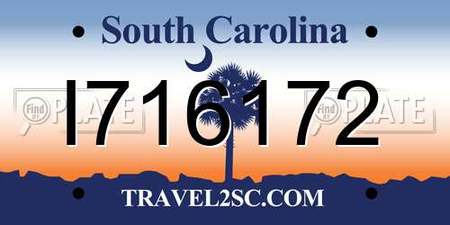 I716172 South Carolina License Plate