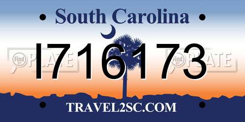I716173 South Carolina License Plate