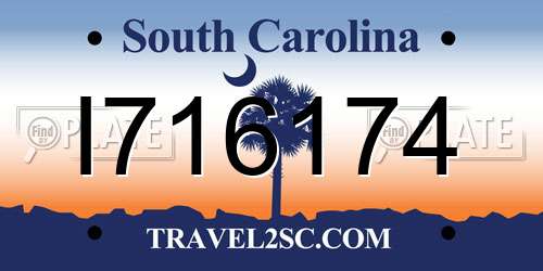 I716174 South Carolina License Plate