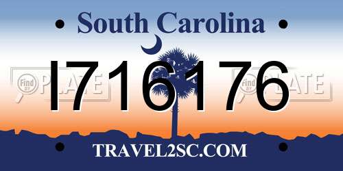 I716176 South Carolina License Plate
