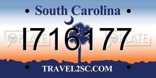 I716177 South Carolina License Plate