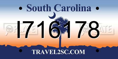 I716178 South Carolina License Plate