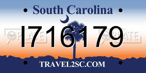 I716179 South Carolina License Plate