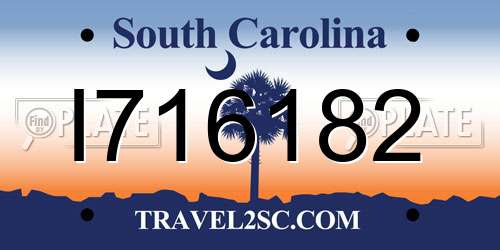 I716182 South Carolina License Plate