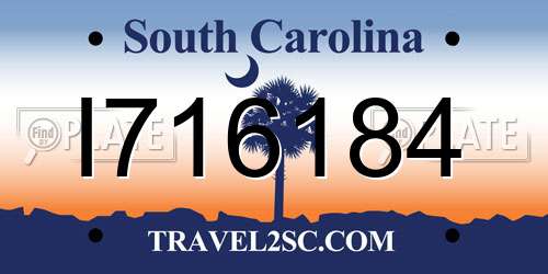 I716184 South Carolina License Plate