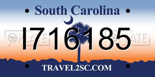 I716185 South Carolina License Plate