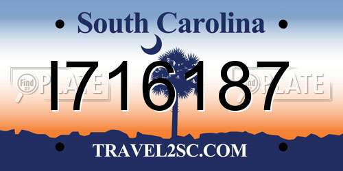 I716187 South Carolina License Plate
