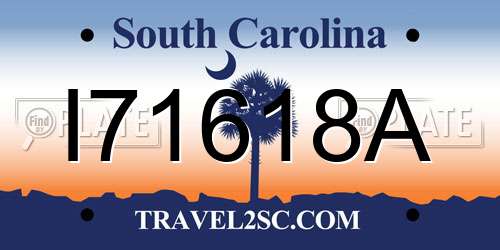 I71618A South Carolina License Plate